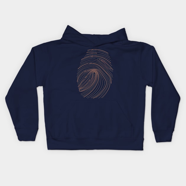 Topographic Fingerprint Kids Hoodie by Lakes City Design 